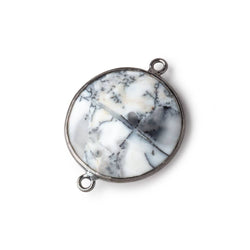 21mm Black Gold Bezel Dendritic Opal Faceted Coin Connector 1 piece (ONLINE ORDER ONLY)