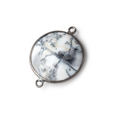 21mm Black Gold Bezel Dendritic Opal Faceted Coin Connector 1 piece (ONLINE ORDER ONLY)