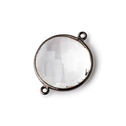 21mm Black Gold Bezeled Crystal Quartz Coin Connector 1 piece (ONLINE ORDER ONLY)
