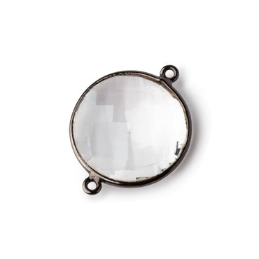 21mm Black Gold Bezeled Crystal Quartz Coin Connector 1 piece (ONLINE ORDER ONLY)