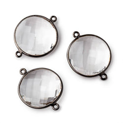 21mm Black Gold Bezeled Crystal Quartz Coin Connector 1 piece (ONLINE ORDER ONLY)