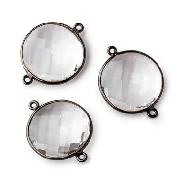21mm Black Gold Bezeled Crystal Quartz Coin Connector 1 piece (ONLINE ORDER ONLY)