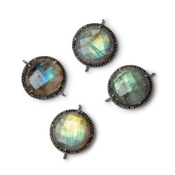21mm Black Gold & Black CZ Bezel Labradorite Coin Connector 1 Focal (ONLINE ORDER ONLY)
