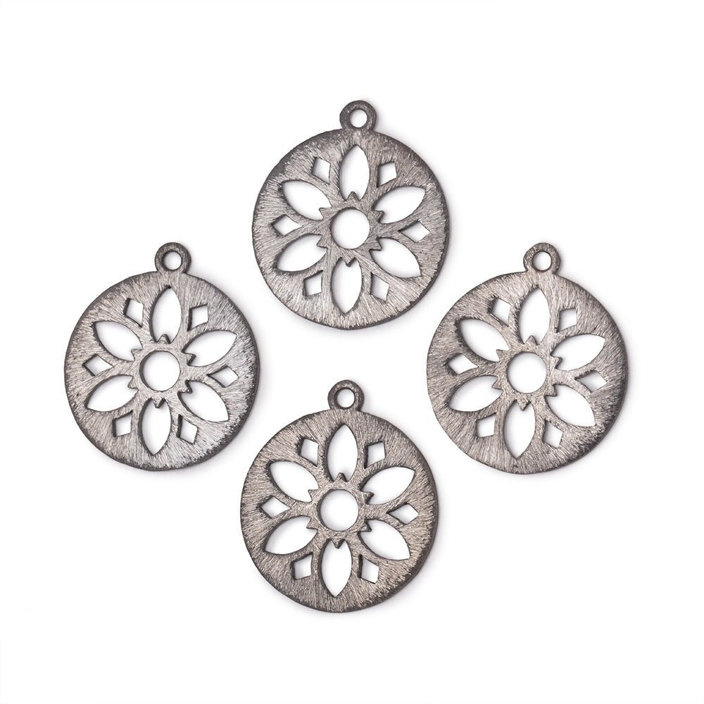 21mm Brushed Filigree Coin Charm Set of 4 pieces (ONLINE ORDER ONLY)