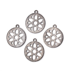 21mm Brushed Filigree Coin Charm Set of 4 pieces (ONLINE ORDER ONLY)