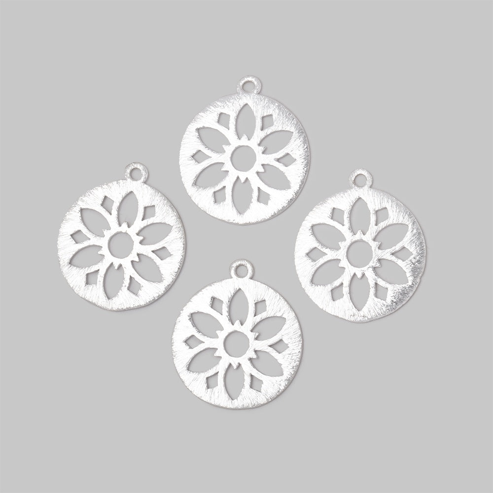 21mm Brushed Filigree Coin Charm Set of 4 pieces (ONLINE ORDER ONLY)