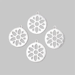 21mm Brushed Filigree Coin Charm Set of 4 pieces (ONLINE ORDER ONLY)