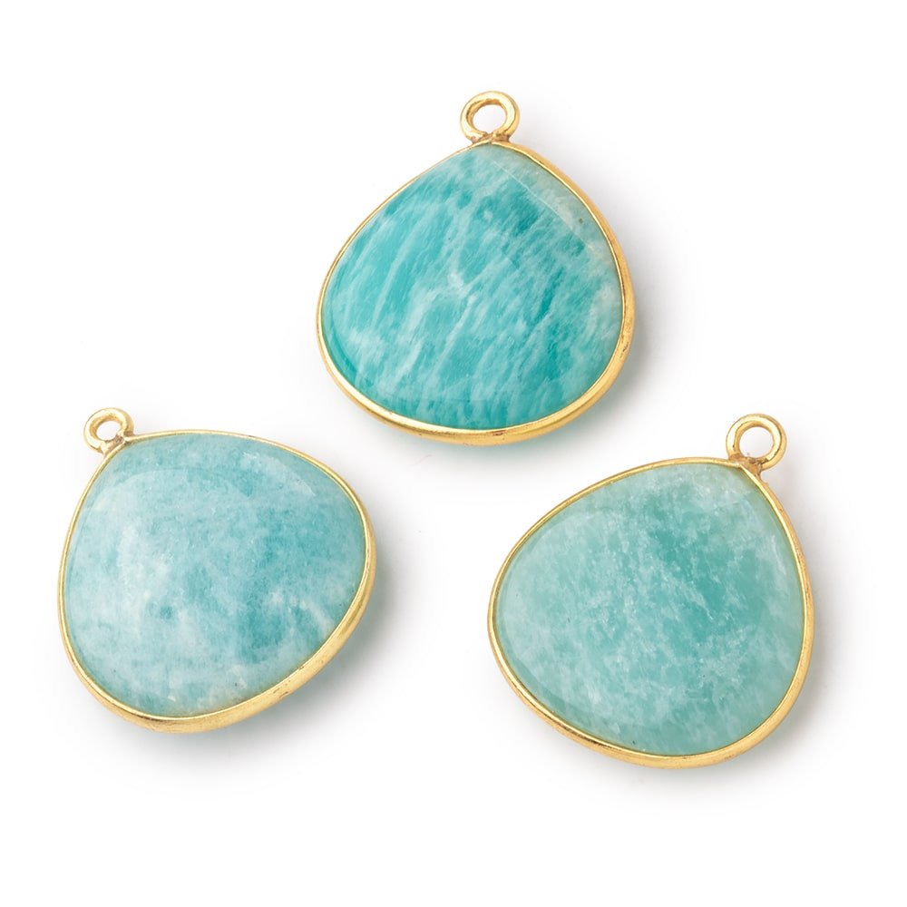 21mm Vermeil Bezel Amazonite Plain Heart Pendant 1 Focal Bead (ONLINE ORDER ONLY)