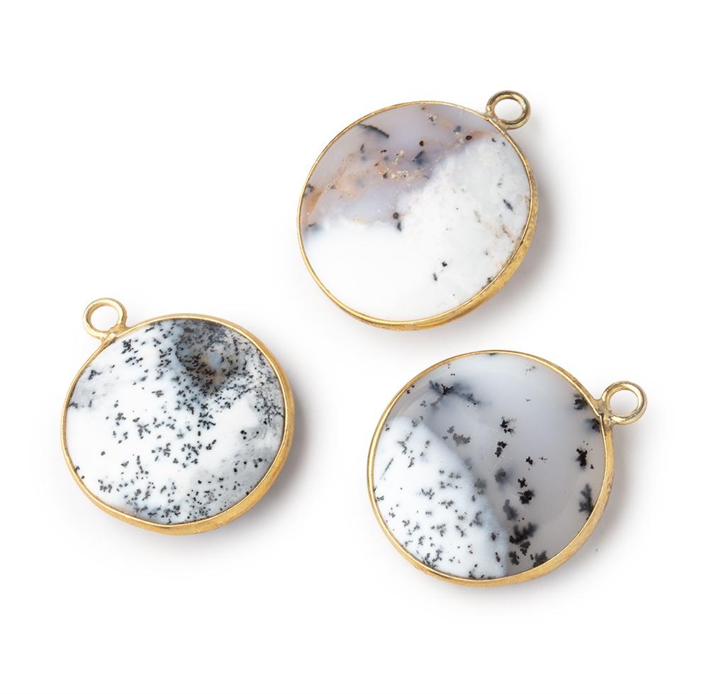 21mm Vermeil Bezel Dendritic Opal Plain Coin Pendant 1 piece (ONLINE ORDER ONLY)