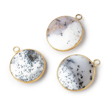 21mm Vermeil Bezel Dendritic Opal Plain Coin Pendant 1 piece (ONLINE ORDER ONLY)