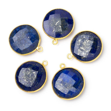 21mm Vermeil Bezel Lapis Lazuli Faceted Coin Pendant 1 piece (ONLINE ORDER ONLY)