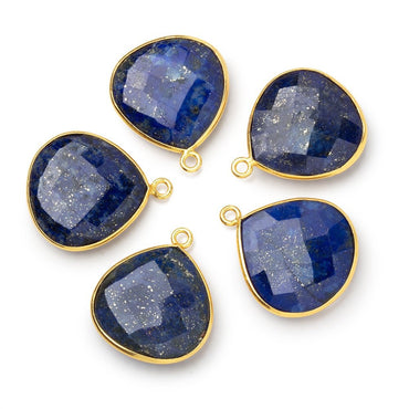 21mm Vermeil Bezel Lapis Lazuli Faceted Heart Pendant 1 piece (ONLINE ORDER ONLY)