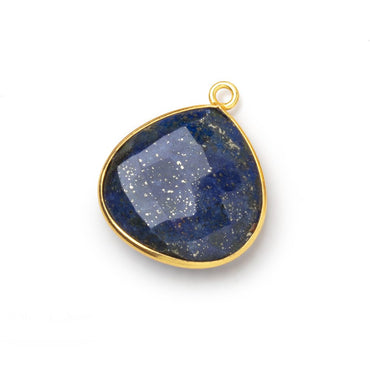 21mm Vermeil Bezel Lapis Lazuli Faceted Heart Pendant 1 piece (ONLINE ORDER ONLY)