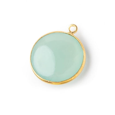 21mm Vermeil Bezel Seafoam Chalcedony Plain Coin Pendant 1 piece (ONLINE ORDER ONLY)
