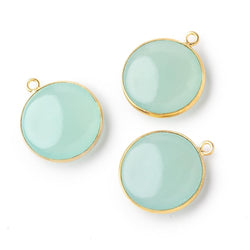 21mm Vermeil Bezel Seafoam Chalcedony Plain Coin Pendant 1 piece (ONLINE ORDER ONLY)