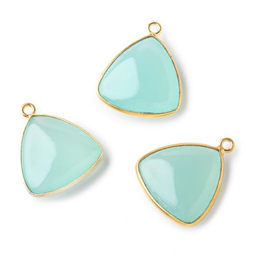 21mm Vermeil Bezel Seafoam Chalcedony Plain Triangle Pendant 1 piece (ONLINE ORDER ONLY)