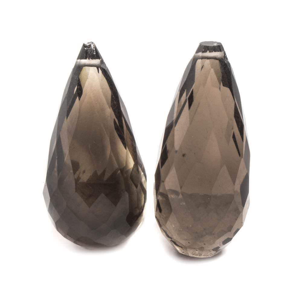21x10-22x10mm Smoky Quartz Faceted Tear Drop Focal Bead Set of 2 (ONLINE ORDER ONLY)