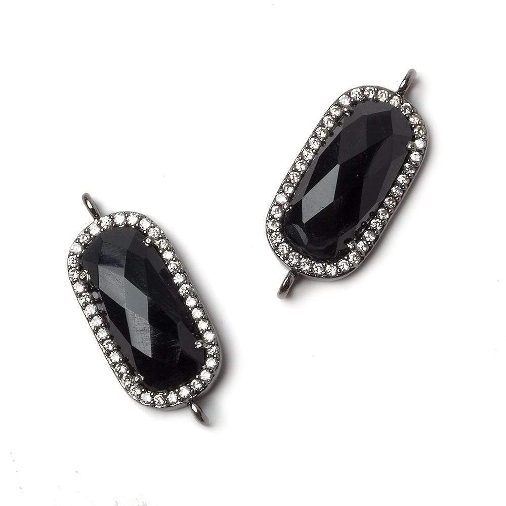 21x10.5mm Black Gold Bezeled CZ & Black Chalcedony Oval Connector 1 pc (ONLINE ORDER ONLY)