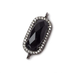 21x10.5mm Black Gold Bezeled CZ & Black Chalcedony Oval Connector 1 pc (ONLINE ORDER ONLY)