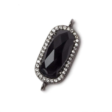 21x10.5mm Black Gold Bezeled CZ & Black Chalcedony Oval Connector 1 pc (ONLINE ORDER ONLY)