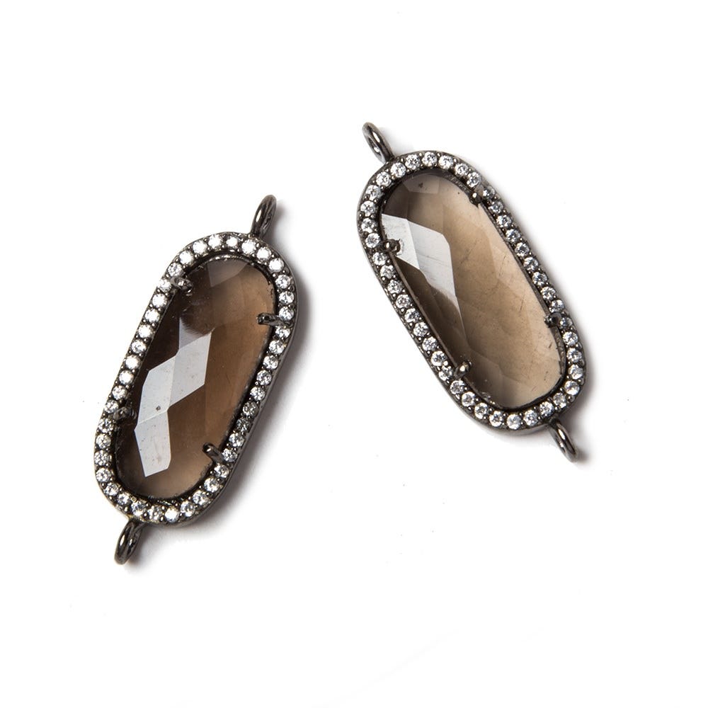 21x10.5mm Black Gold CZ Bezel Smoky Hydro Quartz Oval Connector 1 piece (ONLINE ORDER ONLY)