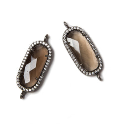 21x10.5mm Black Gold CZ Bezel Smoky Hydro Quartz Oval Connector 1 piece (ONLINE ORDER ONLY)