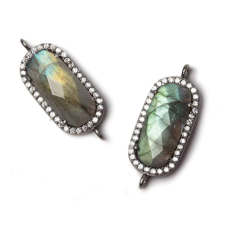 21x10.5mm Black Gold Bezeled CZ & Labradorite Oval Connector 1 pc (ONLINE ORDER ONLY)