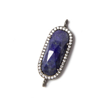 21x10.5mm Black Gold Bezeled White CZ & Lapis Lazuli Oval Connector 1 pc (ONLINE ORDER ONLY)