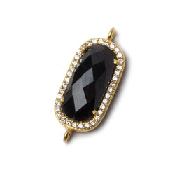 21x10.5mm Vermeil Bezeled CZ & Black Chalcedony Oval Connector 1 pc (ONLINE ORDER ONLY)