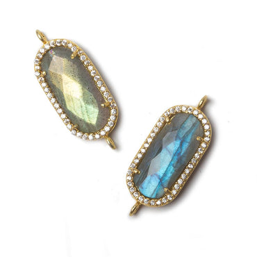 21x10.5mm Gold Bezeled CZ & Labradorite Oval Connector 1 pc (ONLINE ORDER ONLY)