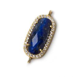 21x10.5mm Vermeil Bezeled CZ & Lapis Lazuli Oval Connector 1 pc (ONLINE ORDER ONLY)