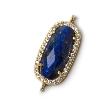 21x10.5mm Vermeil Bezeled CZ & Lapis Lazuli Oval Connector 1 pc (ONLINE ORDER ONLY)