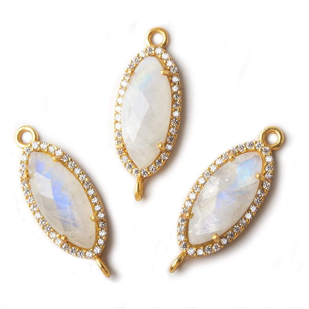 21x10mm Gold CZ Bezel Rainbow Moonstone Marquise Connector 1 piece (ONLINE ORDER ONLY)