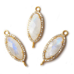 21x10mm Gold CZ Bezel Rainbow Moonstone Marquise Connector 1 piece (ONLINE ORDER ONLY)