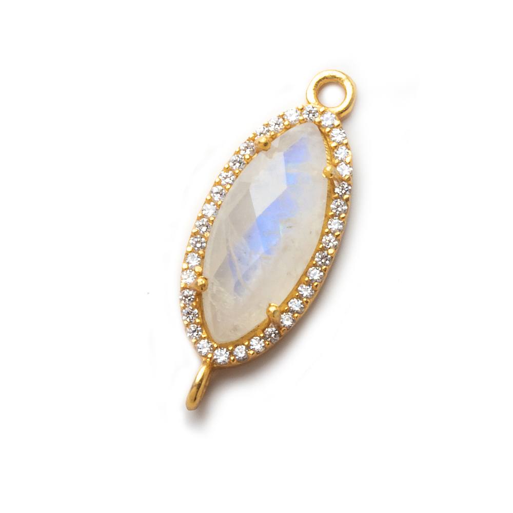 21x10mm Gold CZ Bezel Rainbow Moonstone Marquise Connector 1 piece (ONLINE ORDER ONLY)