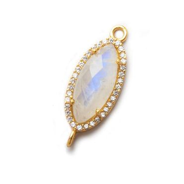 21x10mm Gold CZ Bezel Rainbow Moonstone Marquise Connector 1 piece (ONLINE ORDER ONLY)