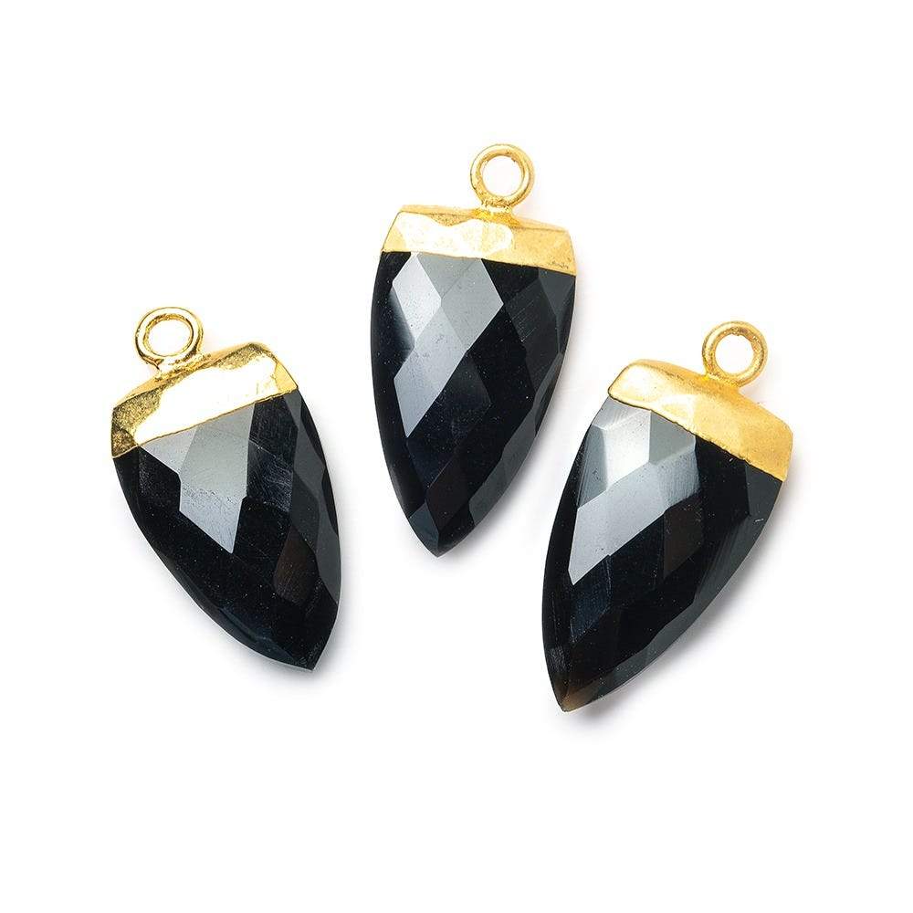 21x10mm Gold Leafed Black Chalcedony faceted Point Pendant 1 piece (ONLINE ORDER ONLY)
