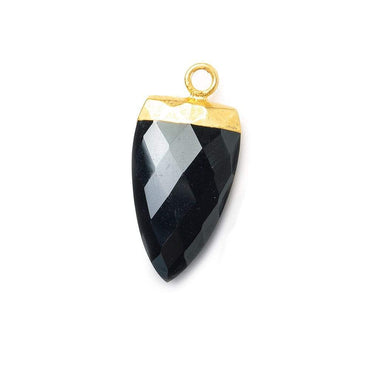 21x10mm Gold Leafed Black Chalcedony faceted Point Pendant 1 piece (ONLINE ORDER ONLY)