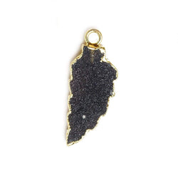 21x10mm Gold Leafed Black Drusy Feather Pendant 1 piece (ONLINE ORDER ONLY)
