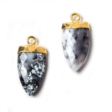 21x10mm Gold Leafed Dendritic Opal faceted Point Pendant 1 Piece (ONLINE ORDER ONLY)