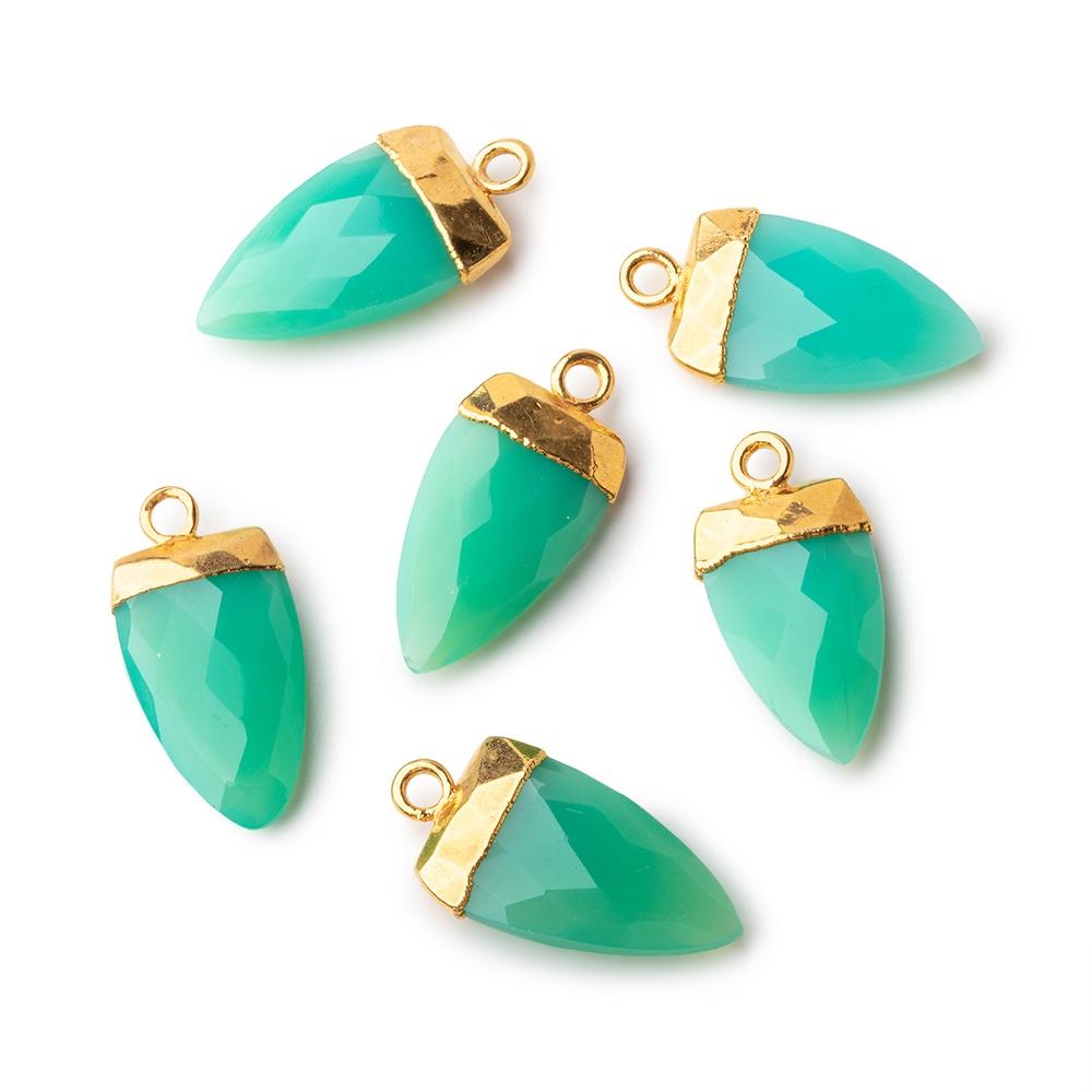 21x10mm Gold Leafed Green Onyx Point Pendant 1 piece (ONLINE ORDER ONLY)