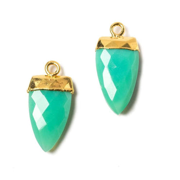 21x10mm Gold Leafed Green Onyx Point Pendant Set of 2 pieces (ONLINE ORDER ONLY)