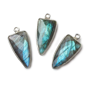 21x10mm Silver .925 Bezel Labradorite Point Pendant 1 piece (ONLINE ORDER ONLY)