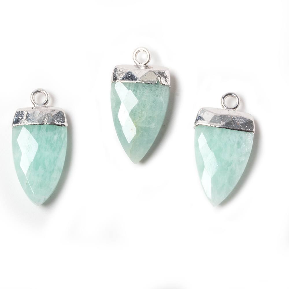 21x10mm Silver Leafed Amazonite faceted Point Pendant 1 piece (ONLINE ORDER ONLY)
