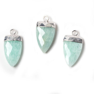 21x10mm Silver Leafed Amazonite faceted Point Pendant 1 piece (ONLINE ORDER ONLY)