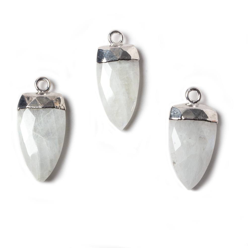 21x10mm Silver Leafed Rainbow Moonstone faceted Point Pendant 1 piece (ONLINE ORDER ONLY)