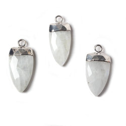 21x10mm Silver Leafed Rainbow Moonstone faceted Point Pendant 1 piece (ONLINE ORDER ONLY)