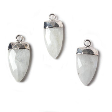 21x10mm Silver Leafed Rainbow Moonstone faceted Point Pendant 1 piece (ONLINE ORDER ONLY)