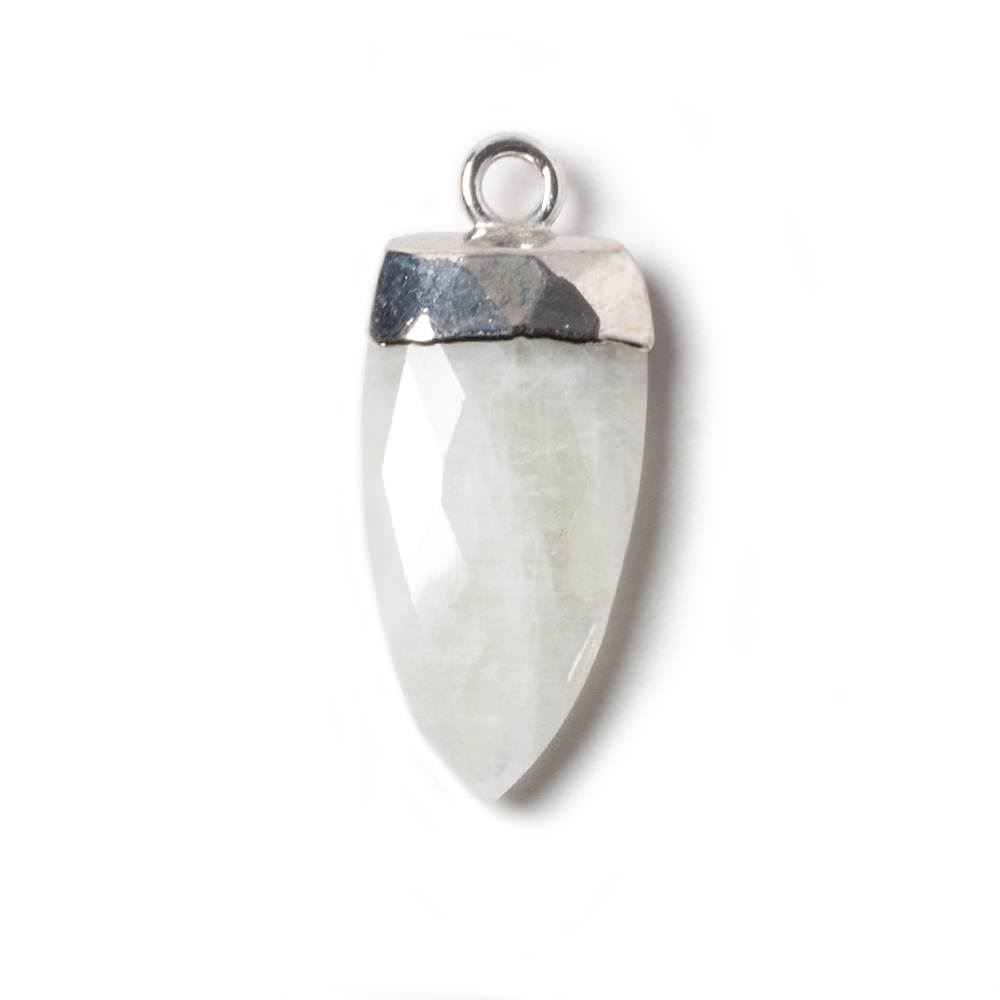 21x10mm Silver Leafed Rainbow Moonstone faceted Point Pendant 1 piece (ONLINE ORDER ONLY)