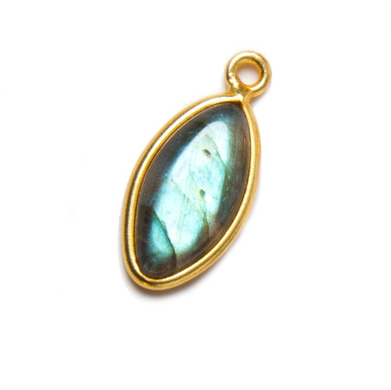 17x10mm Vermeil Bezel Labradorite Marquise Cabochon Pendant 1 piece (ONLINE ORDER ONLY)